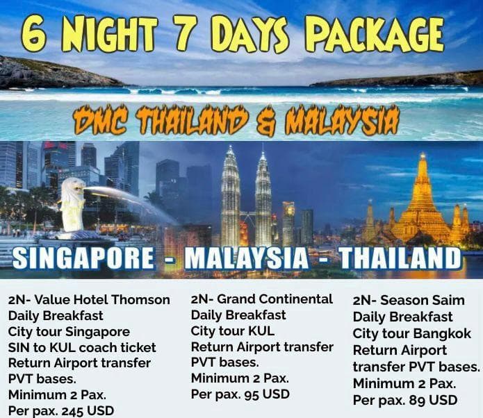 Paradise Destination | Singapore 🇸🇬 | Malaysia 🇲🇾 | Thailand 🇹🇭 - Combo Deal